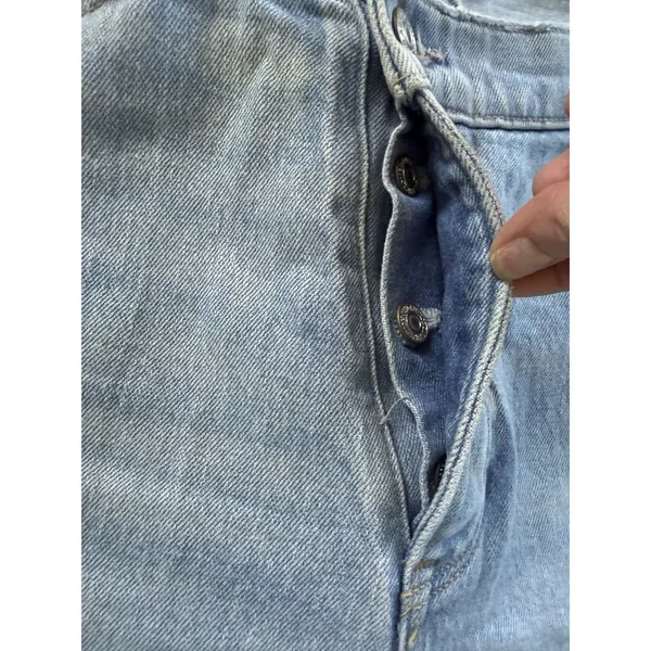 Abercrombie & Fitch The Dad High Rise Criss Cross Light Wash Jeans Size 14s/32 - Image 4