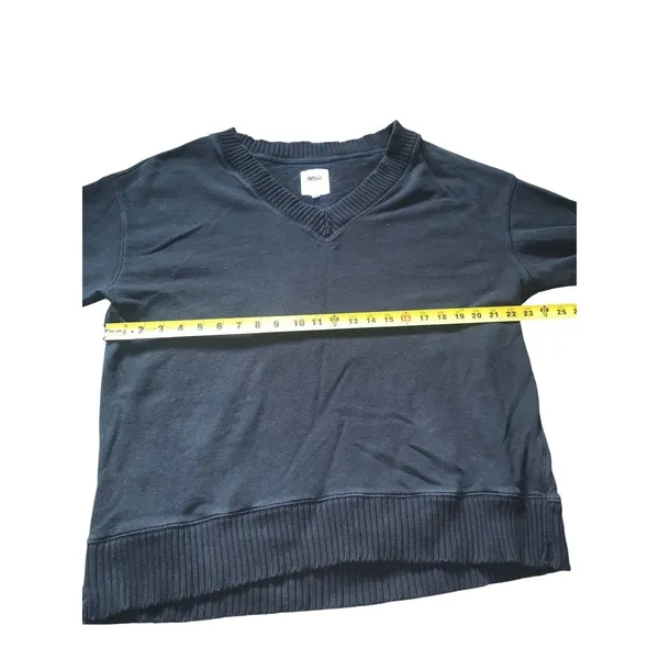 Aerie Black V Neck Sweatshirt Pullover Oversized‎ Slouchy Terry Knit Small - Image 5