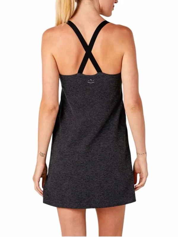 Beyond Yoga Spacedye Move It Dress Charcoal Gray Tank Dress with Black Straps S - Image 2