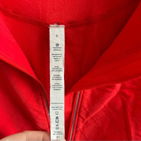 Lululemon Run Toasty Tech Pullover Love Red Size 6 1/4 Zip Running Jacket Shirt - Image 7