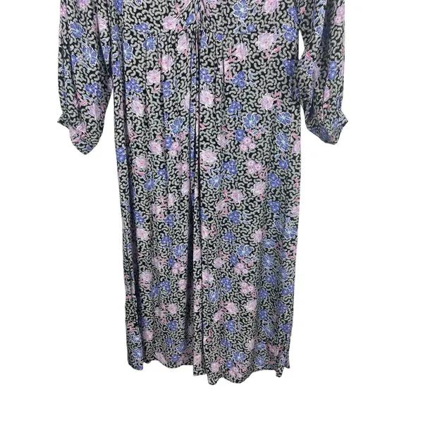 LOFT Floral Long Sleeve Ruched Bust Midi Sz 12 Lightweight Cottagecore Dress NWT - Image 3