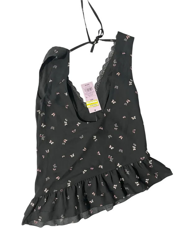 wild fable Black Floral Lace Ruffle Top - Image 2