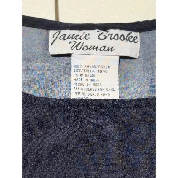 Vintage Jamie Brooke‎ Woman Navy Floral Rayon Sleeveless Maxi Dress 18W Boho - Image 7