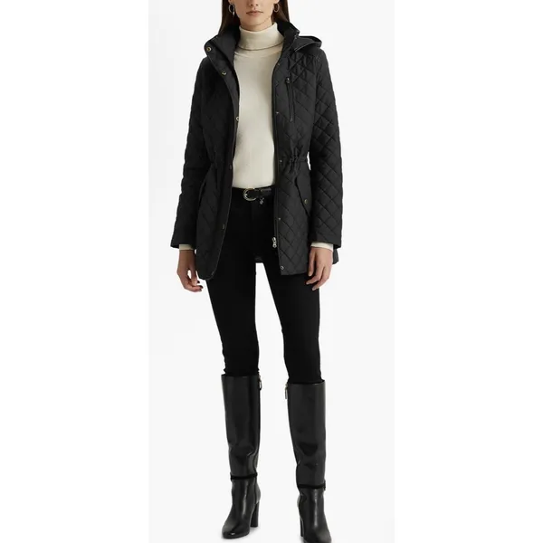 Lauren Ralph Lauren Quilted Hooded Anorak Coat Black Size Petite XS Hooded - Image 3