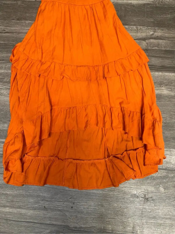 Trixxi Orange Ruffle Tiered Midi Dress Size M Boho Summer Vacation Sundress - Image 4