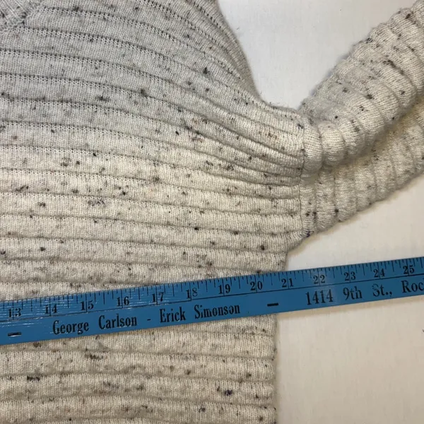 Madewell Womens Oatmeal Donegal‎ Ribbed Knit Crewneck Pullover Sweater Sz Medium - Image 5