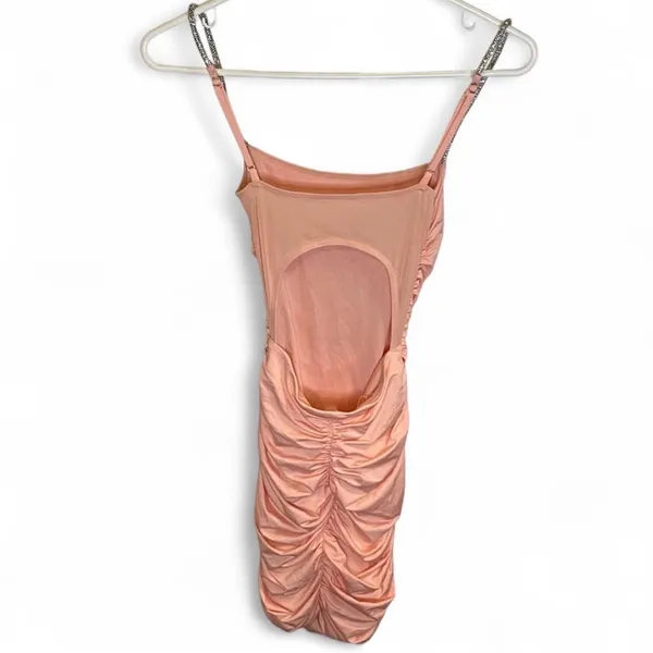 Lucy in the Sky pink mini dress with silver chain straps Size XS - Image 3