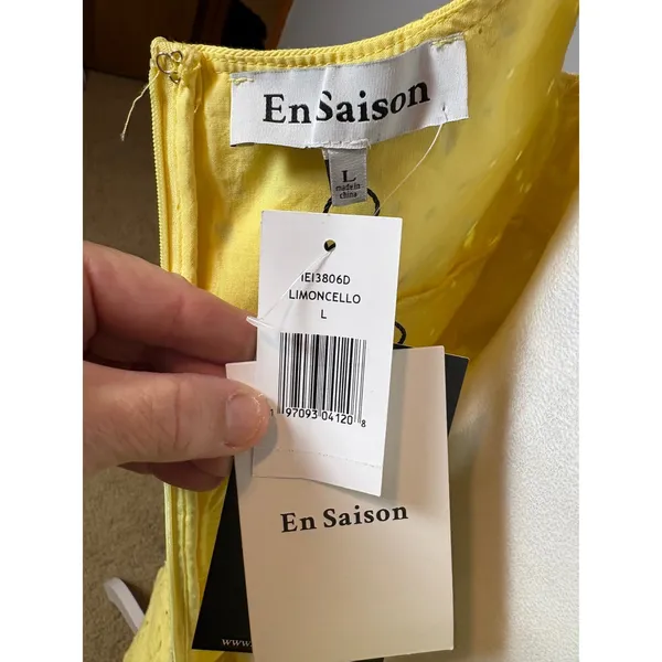 En Saison Guinevere Dress Lemoncello Yellow Eyelet Ruffle Mini Dress Large - Image 8