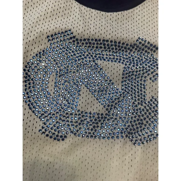 Nuyu UNC Tar Heels Mesh Rhinestone Spaghetti Tank Top Navy White Large New - Image 6