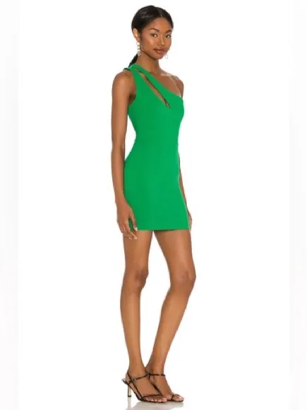 Superdown Green One-Shoulder Cutout Bodycon Mini Dress Size Small - Image 2