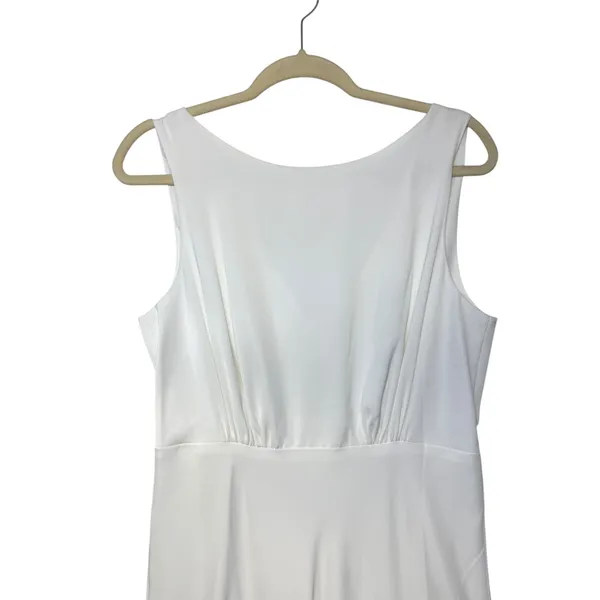 Baltic Born White Sleeveless Pleated Maxi‎ Dress Bridal Formal Gown Womens Sleek Old Money L - Image 4