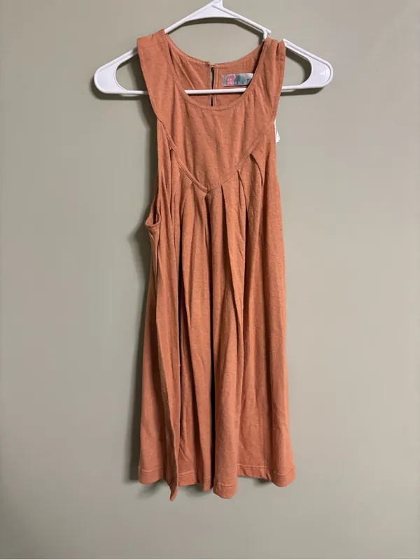 Free People Beat The Heart Tunic Dress Size Medium Peach Orange New 100% Cotton - Image 2