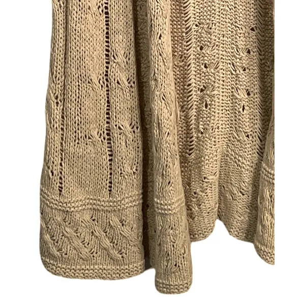 Tommy Bahama Sweater Womens Size XS Tan Long Open Front Knit Duster Cardigan - Image 8