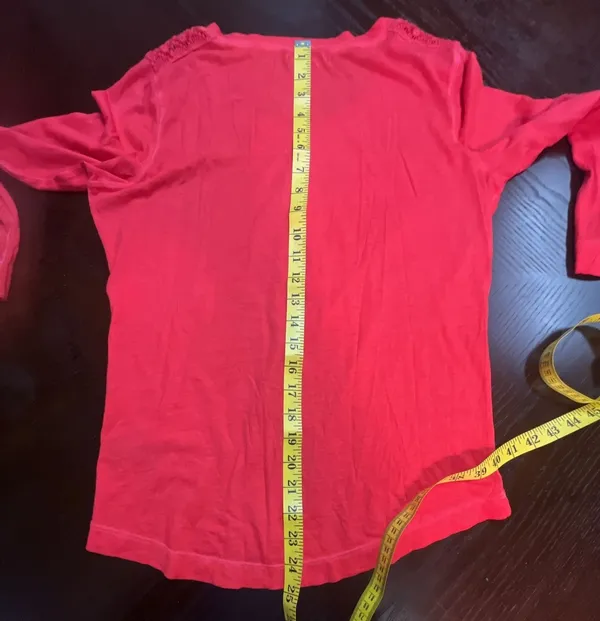 Lauren Jeans Co. Ralph Lauren Women's Red Henley Shirt with Crochet Shoulder Det - Image 13