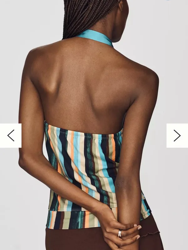 Maeve Anthropologie Striped Cowl Neck Halter Top Y2K Inspired Size Small - Image 2