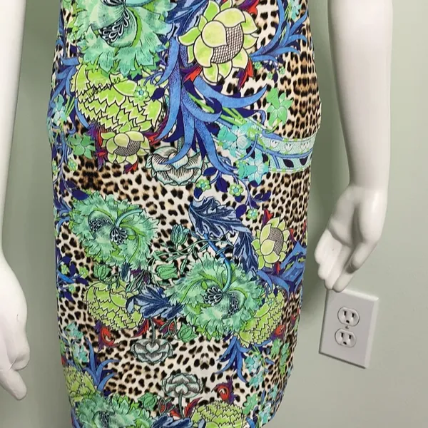 Just Cavalli ruffle leopard floral strapless dress - Image 4