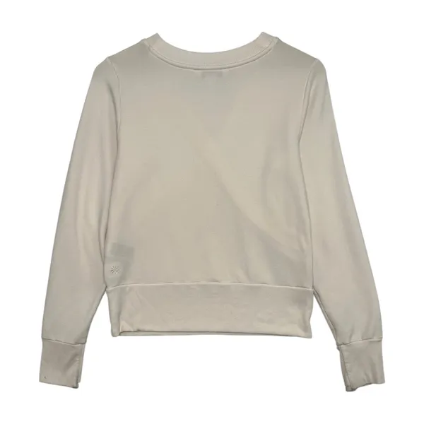 Athleta Recharge Sweatshirt Womens Small Ivory V Neck Faux Wrap Soft Yoga Cozy - Image 2