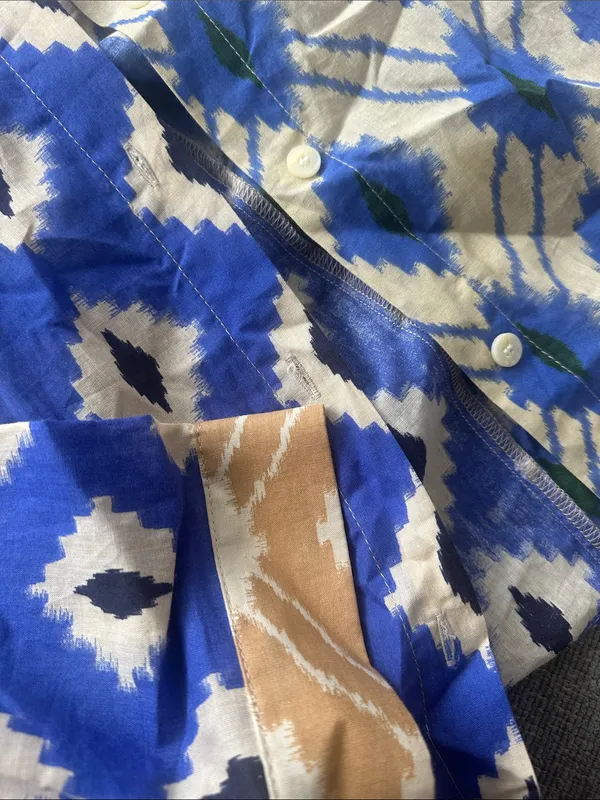 Zara Blue Cream & Green Patterned Top - Image 4