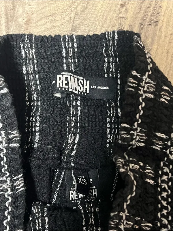 Rewash Black White Pink Striped Linen Blend Wide Leg Smocked Waist Pants XS - Image 2