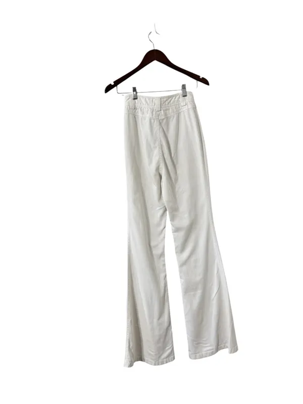 ALICE + OLIVIA High Rise Off-White Flare Wide Leg Cotton Pants Trousers - Image 3