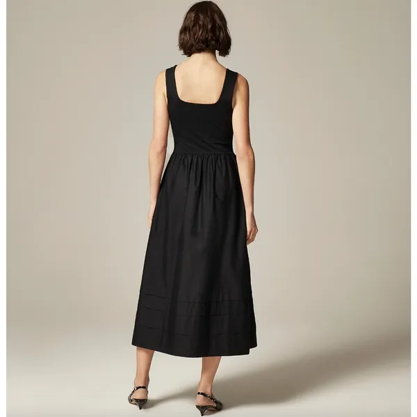 J.Crew Drop Waist Mixy Dress Midi Cotton A Line Retro Minimalist Black Large NWT - Image 2