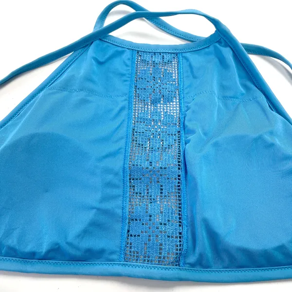 Aerie Womens Bikini Swim Top Size Medium High Neck Beachy Boho Lace Panel Summer - Image 5