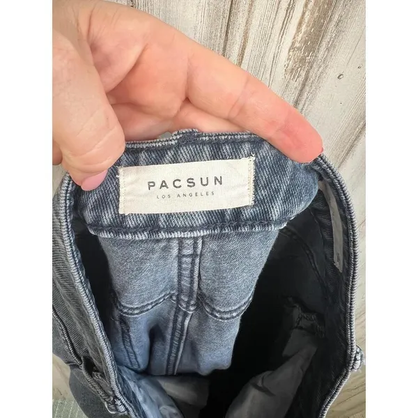 Pacsun Blue High-waisted Frayed Hem Classic Mom Jeans Size 28 100% Cotton - Image 9
