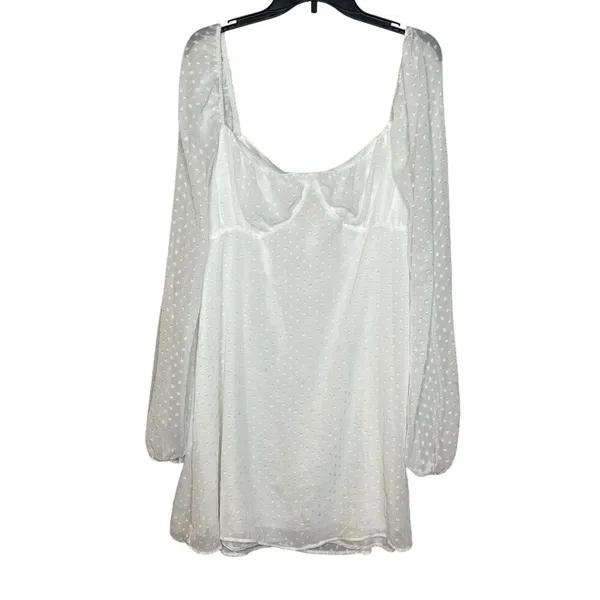 Missguided NEW White Milkmaid Woven Dotty Skater Mini Dress Size 14 - Image 4