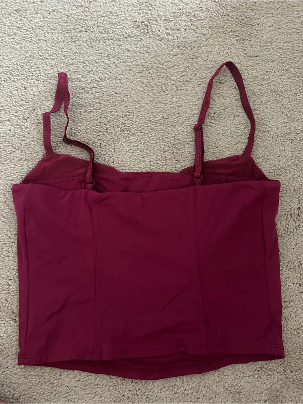 Garage Burgundy Lace-Trim Bandeau Cami - Image 2