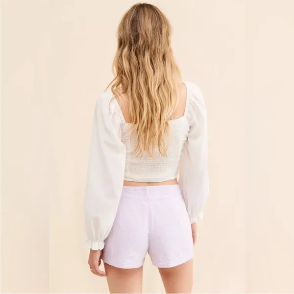 Free People Big Dreams Skort skirt/shorts gingham lavender purple & white - Image 6