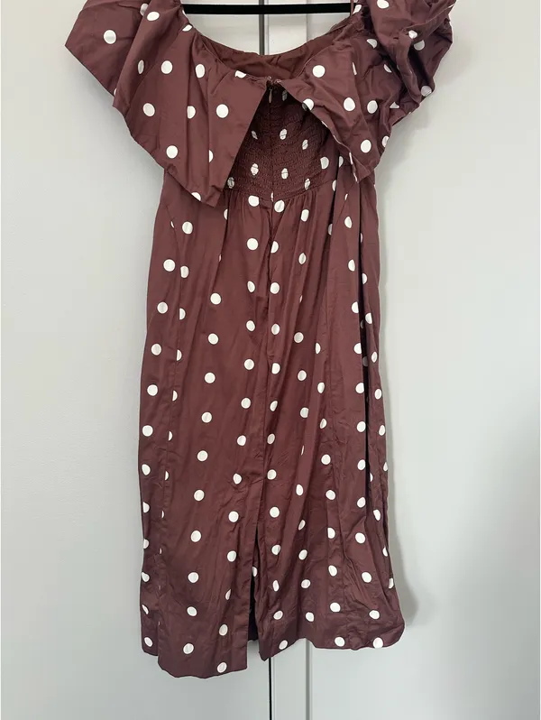 Old Navy Brown Polka Dot Midi Dress - Image 5