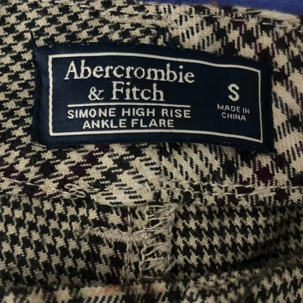 Abercrombie & Fitch Simone High Rise Ankle Flare Plaid Pants Tan Burgundy Size S - Image 8