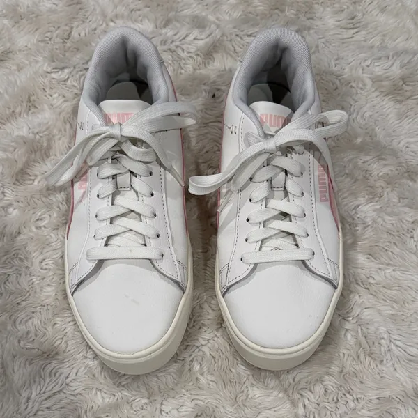 Puma Smash Platform V3 Retro Women's White and Light‎ Pink Sneakers Size 7.5 - Image 2