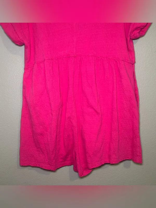 Anthropologie Daily Practice Hot Pink Button Front Lounge Romper Women’s Size XS - Image 7