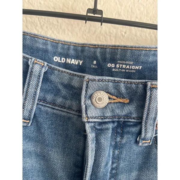 Old Navy OG Straight‎ Jeans 8 Tall High Rise Built-In Warm Medium Wash Denim - Image 3