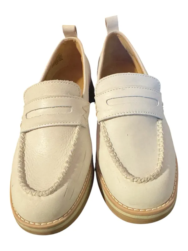 Crown Vintage Nirea Ivory Leather Platform Loafers Block Heel Size 7.5 - Image 3