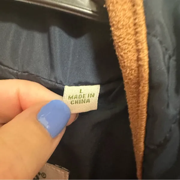 Orvis Quilted Jacket Blue Tan Jacket Size Large - Image 4