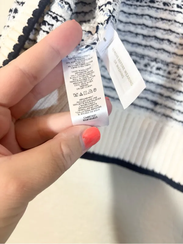 NWT Loft Blue White Stripe Tweed Textured Open Ribbed Cardigan Size S - Image 6