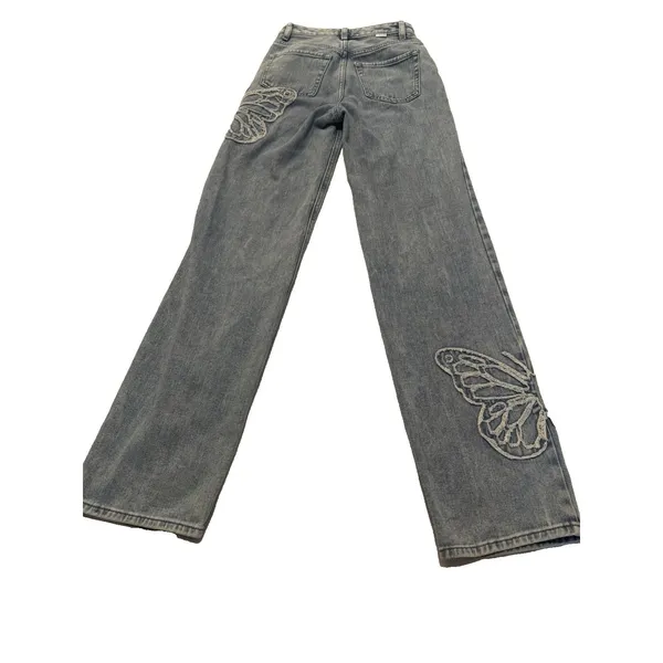 Pacsun Butterfly Patch Women’s '90s Boyfriend Jeans, Size 26, Short Length. - Image 4