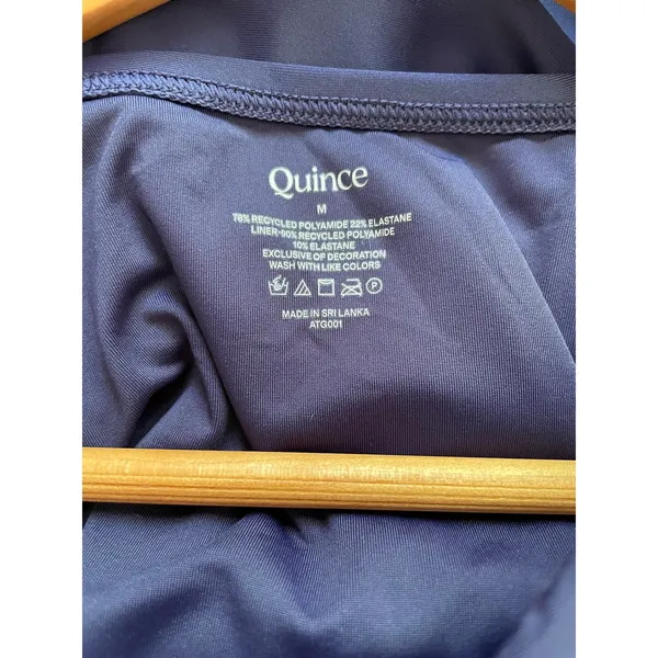 Quince Italian Zip Front One Piece Swimsuit Deep Navy Blue Size Medium NEW - Image 6