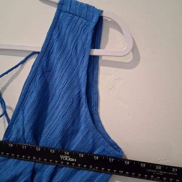 A Hint Of Blush Blue Sundress w/ Side Cutouts Sleeveless Back Tie Women's size L - Image 4