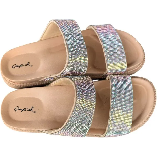 Womens Buckle Qupid Holographic Bling Chunky Slides Sandals - Sz 8 - Image 2