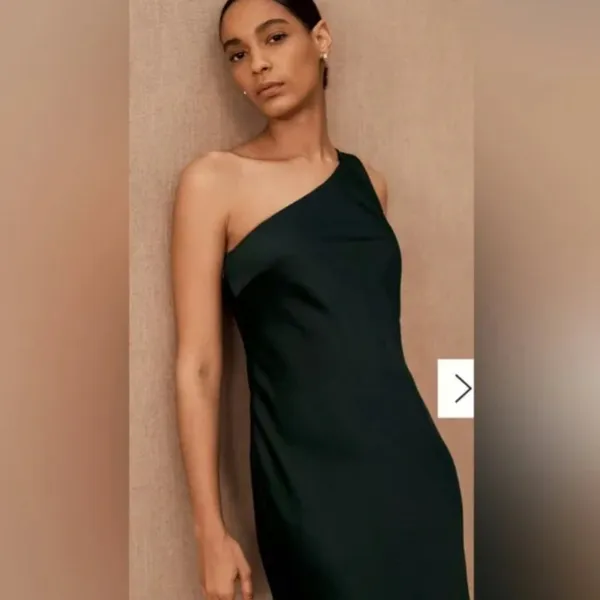 Anthropologie BHLDN Audrie Satin One Shoulder Midi Dress Size 10 NWT - Image 2