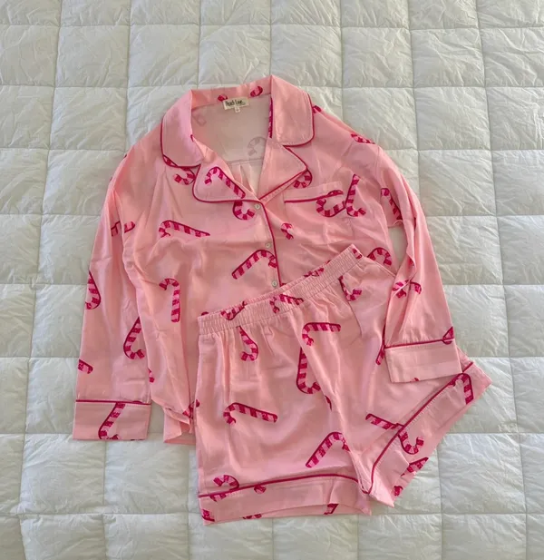 Christmas Candy Cane Pajamas Pink Size M - Image 3