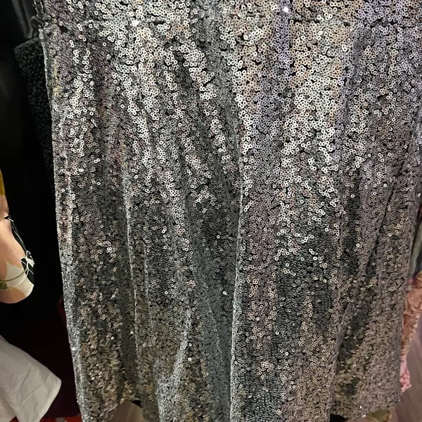 Aqua Silver Sequin Wrap Dress Sz Small - Image 7