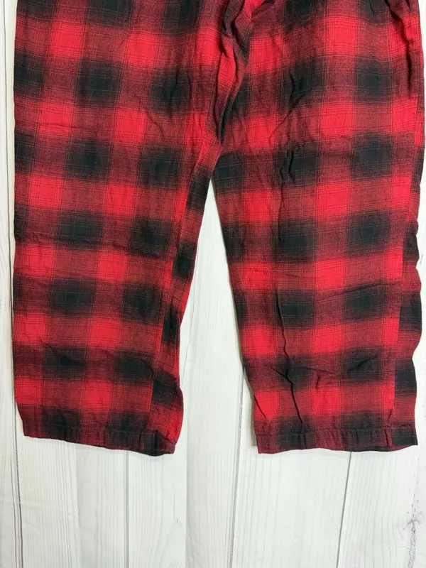Gap Body Pajama Pants Sz L (36x28) Red Black Drawstring Lightweight Plaid - Image 2