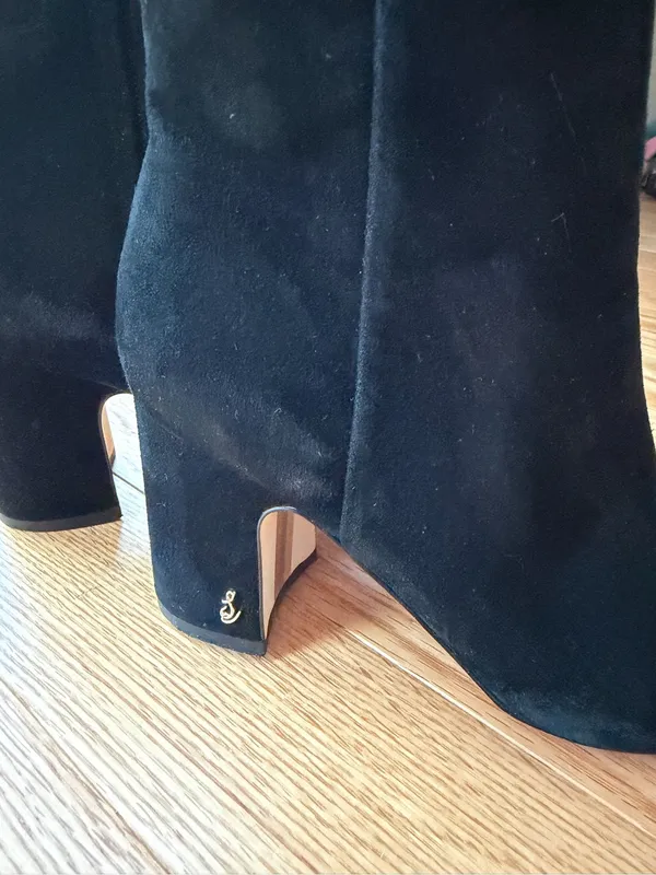 Sam Edelman Fawn Black Suede Ankle Booties Block Heel Square Toe Size 7.5 - Image 10