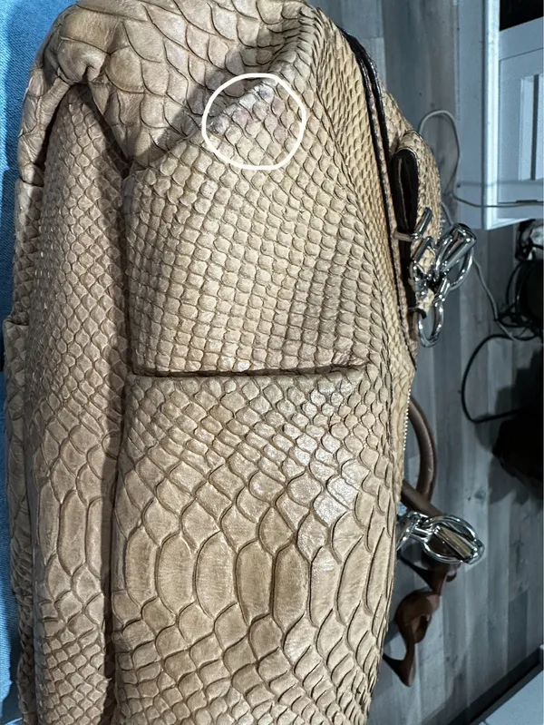 Y2K Coach Madison Kristin Satchel Tan Python Embossed Leather Silver Chain - Image 3