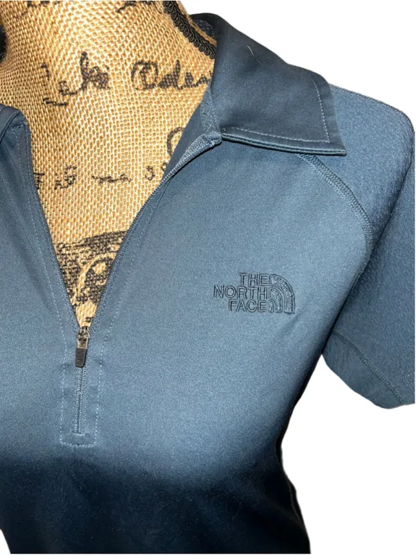 Women's The North Face Short Sleeve Polo Shirt Blue Size L - Image 3