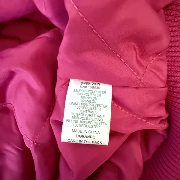 Love Tree Fuchsia Varsity Jacket with Cream Sleeves - Image 4